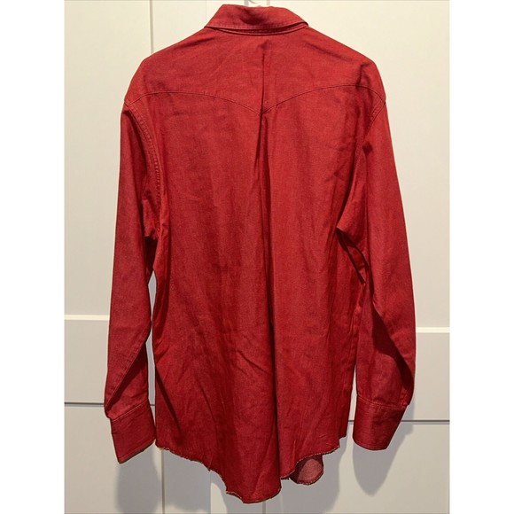 Vintage Wrangler X-Long Tails Shirt Red Sz 17 1/2 X 35 Brushpopper Cowboy EUC - Picture 3 of 7